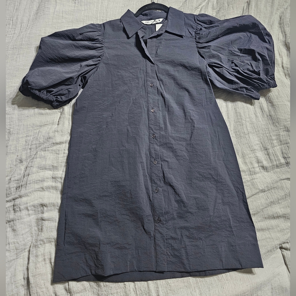 Zara Puff sleeve Button front dress